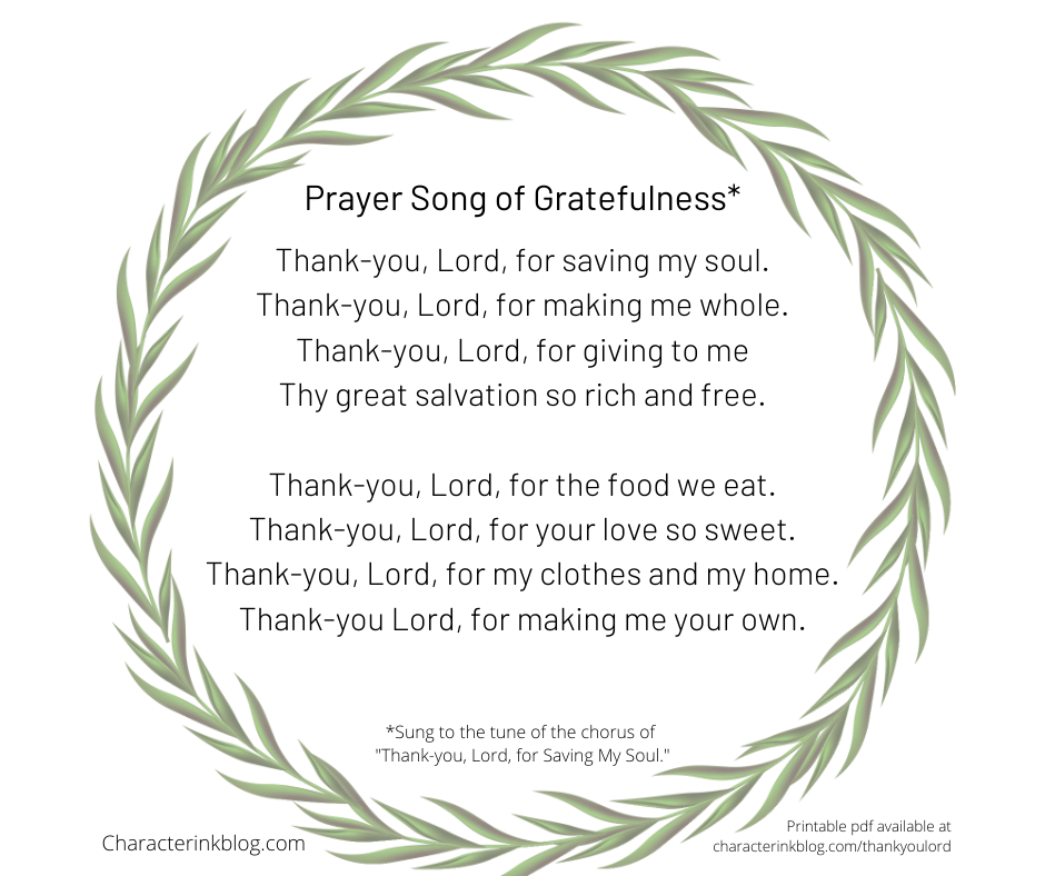 Gratefulness Prayer Song For Your Family Character Ink